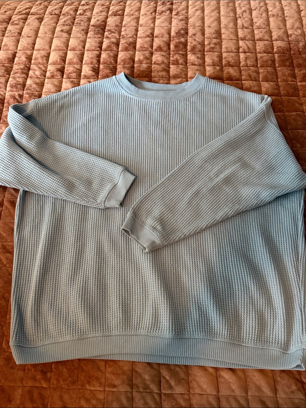 Aerie Light Blue womans xs  Waffle Knit Crewneck waffle top coverup
